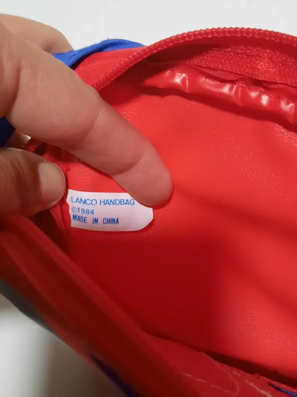 Vintage 1984 Lanco Bear Necessities Kids Shoulder Bag Purse Crayons Red Blue